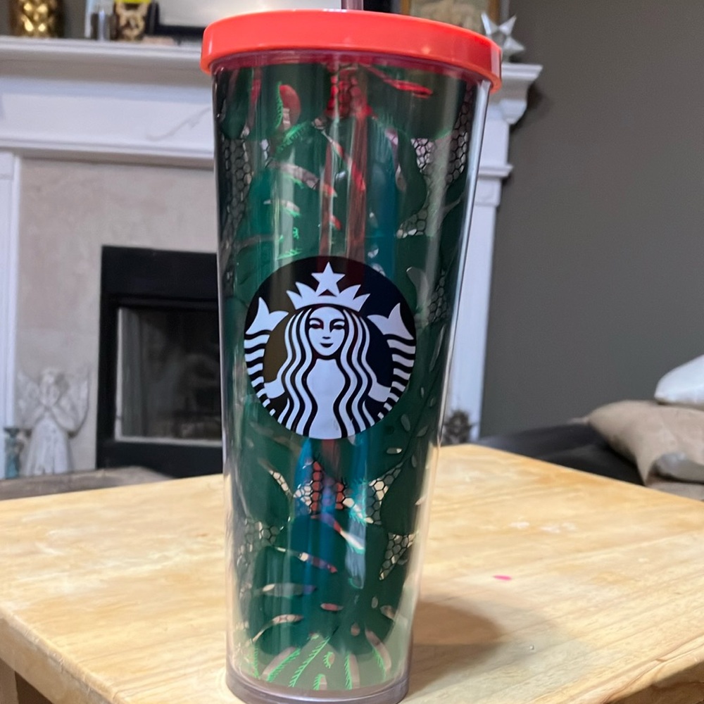Starbucks Holiday Tropical Palm Banana Leaf Venti 24oz Cold Cup Tumbler Green